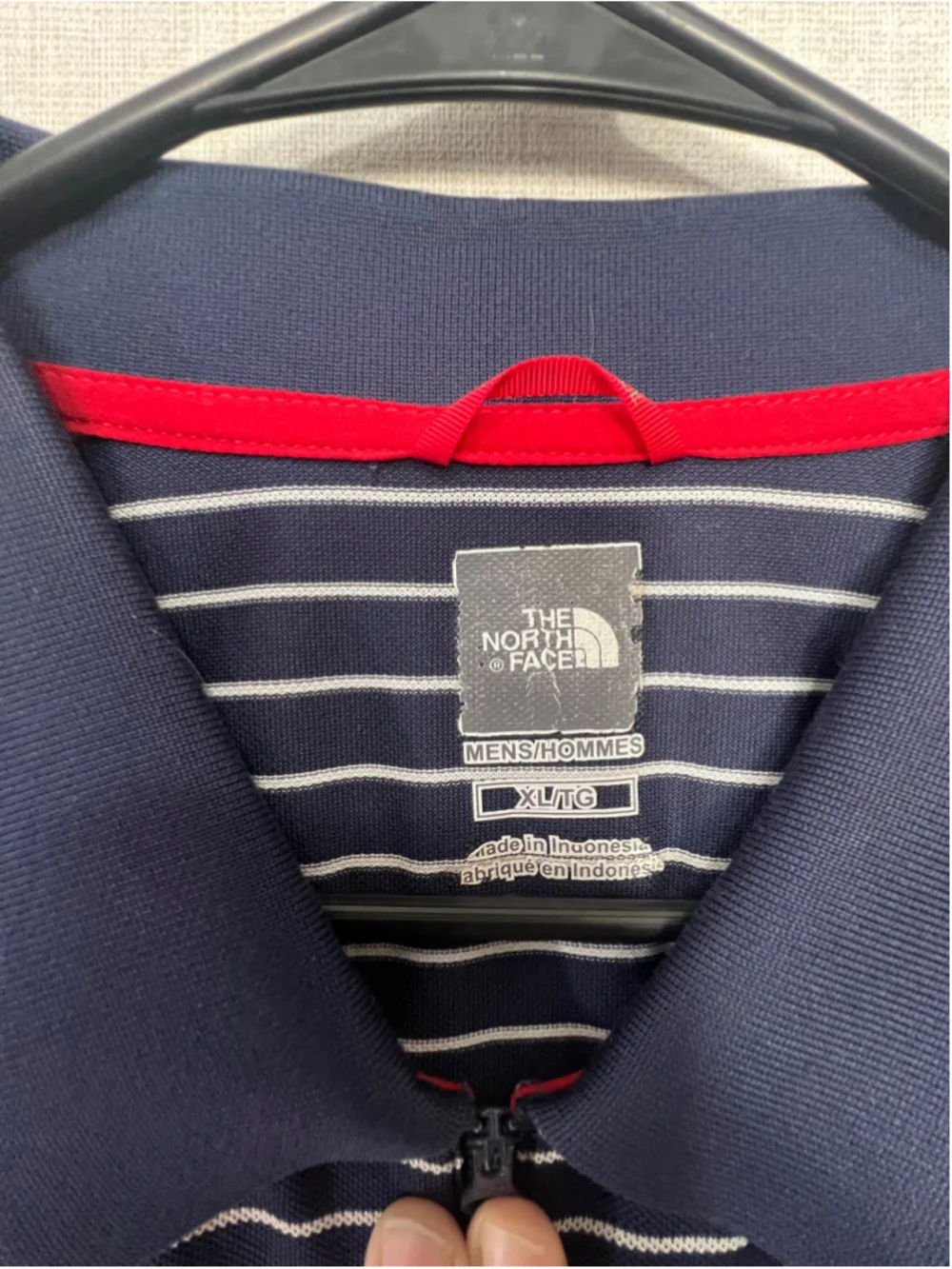 The North Face Men's Navy Striped Performance 1/4 Zip Short Sleeve Golf Polo